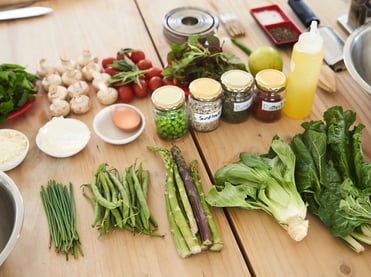 Ingredients on the counter for preparing a healthy meal