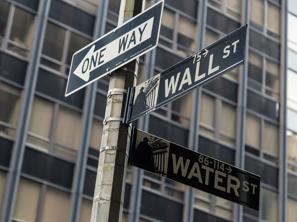 One Way sign on Wall Street